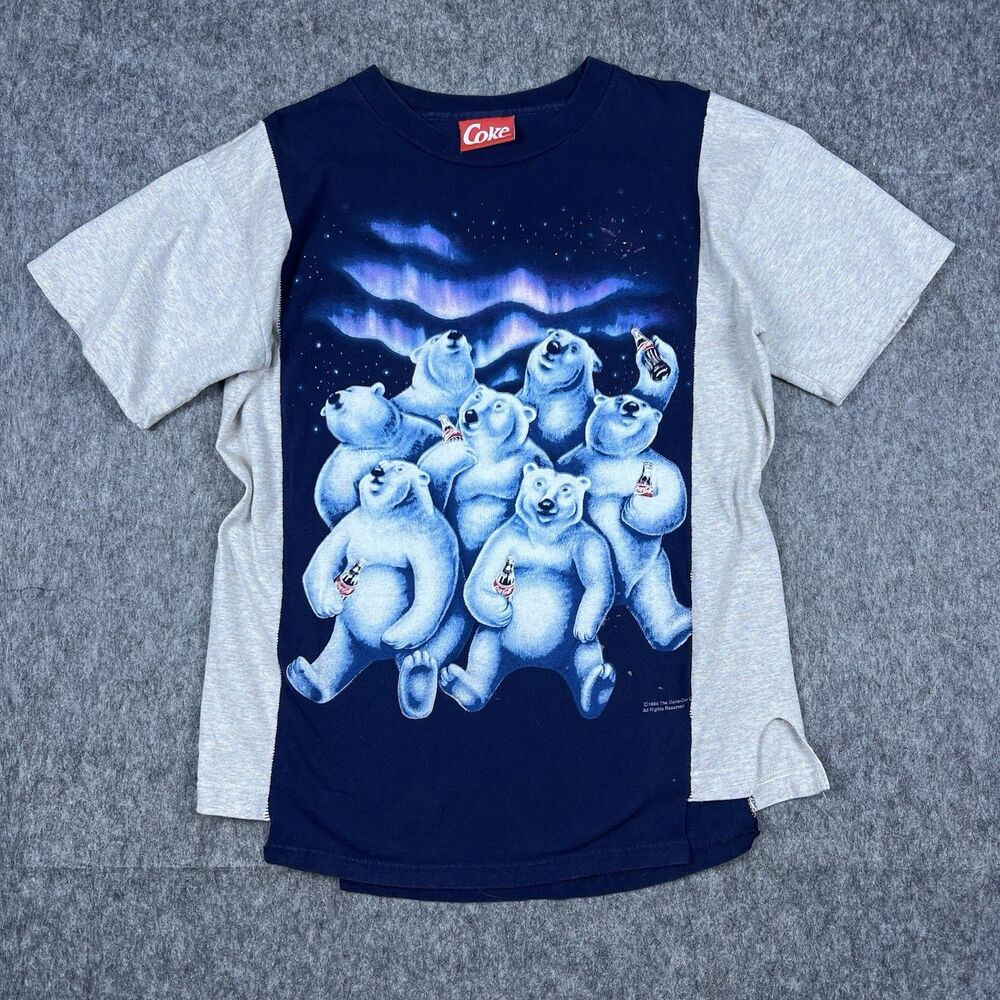 Vtg Coca Cola Coke Men's T-Shirt Polar Bear Double Sided Graphic 1994 Size L